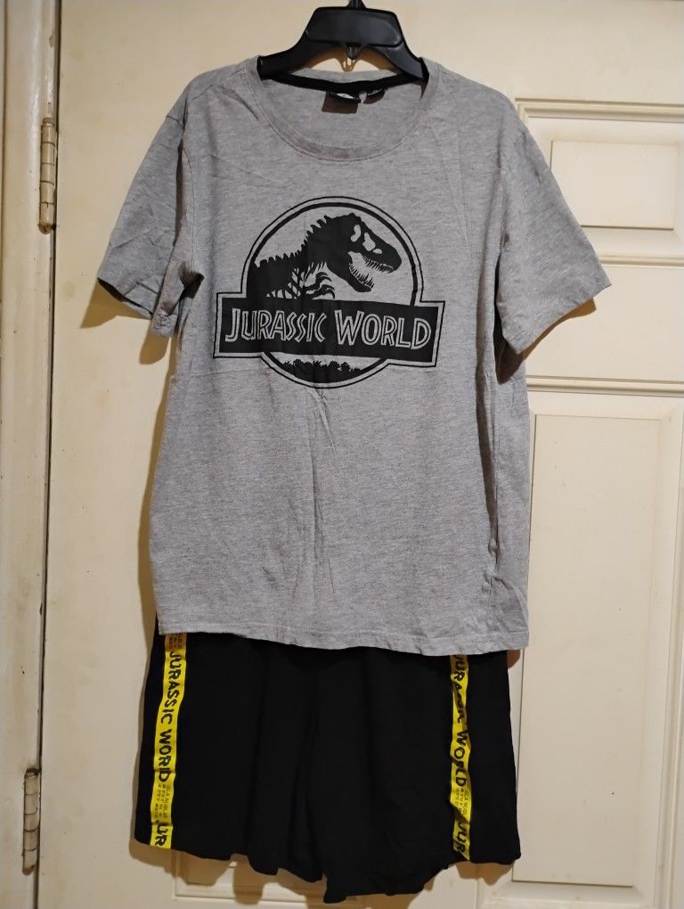 2 Piece Jurassic World Shirt And Shorts Both Size Medium