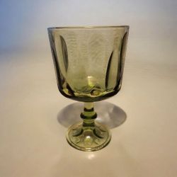 Vintage 1960s Hazel Green Thumb Print Glass Set Of 6 