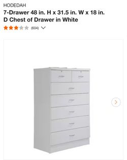 HODEDAH 7-Drawer 48 in. H x 31.5 in. W x 18 in. D Chest of Drawer in White