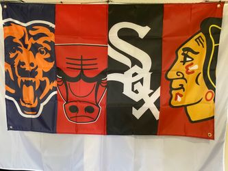 Bears, Bulls, Sox & Blackhawks Wall Flag (3’x5’)