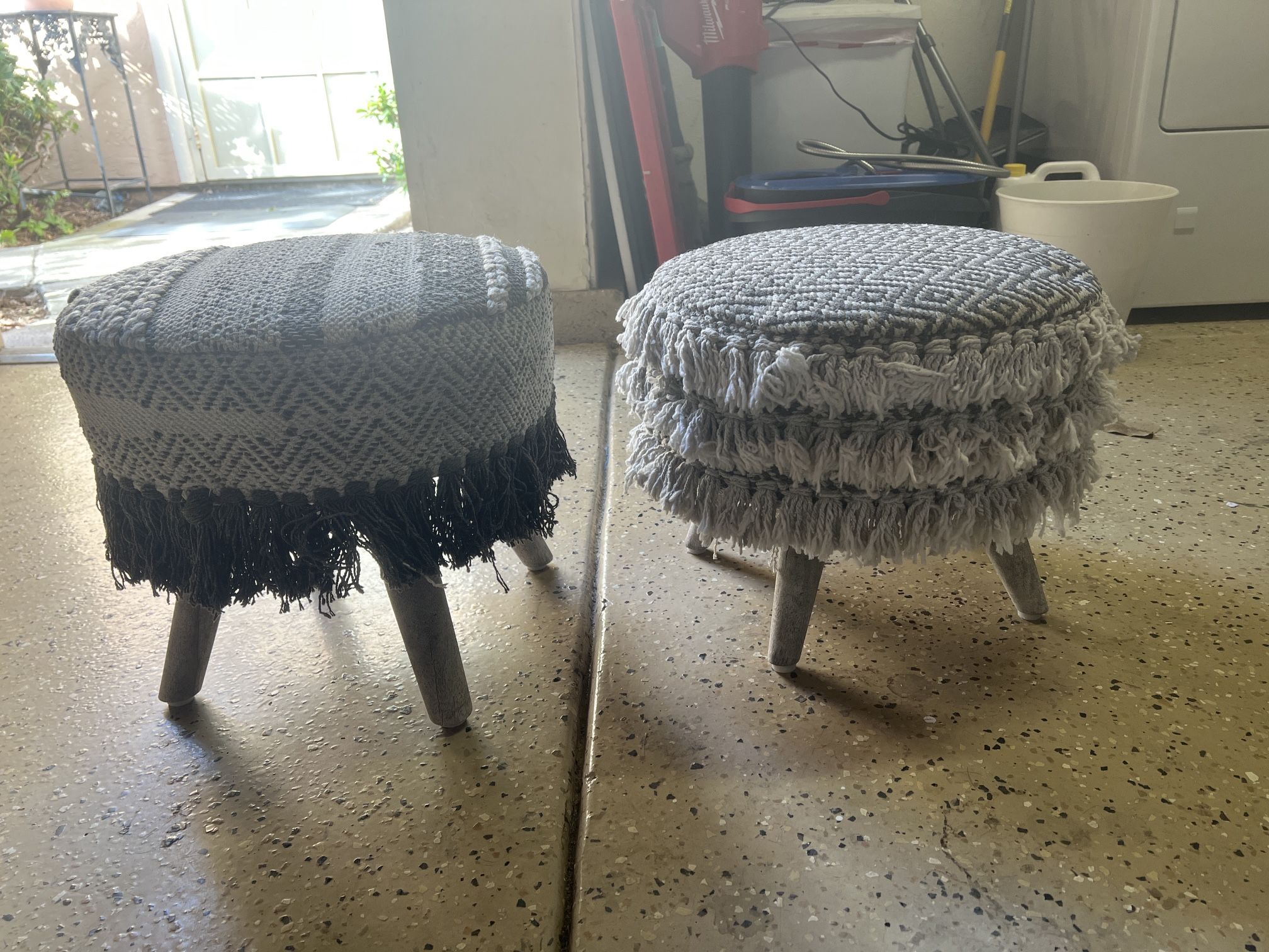 Small Low Wooden Stools With Cushion