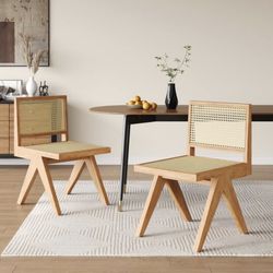 2X Natural Wood Color Dining Chairs