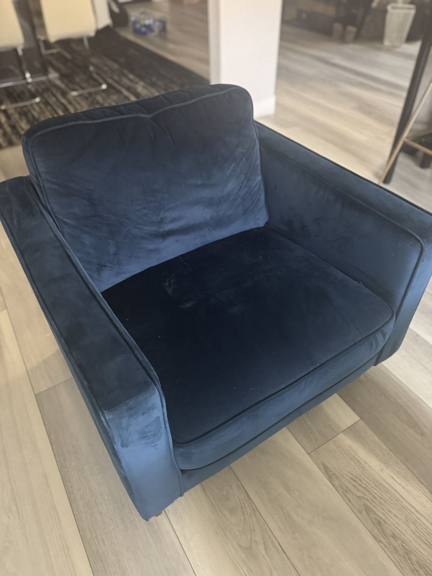 Living Spaces Blue Velvet chairs