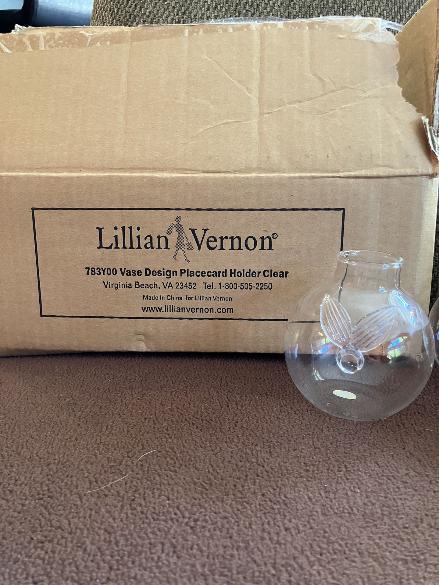 Lillian Vernon Glass Bud Vase Place Card Holder