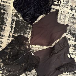 Women’s Black Summer Shirts And Bodysuit Size Medium Lot 
