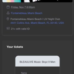 Two. Tickets Boys || Men At Club LIV 11/7