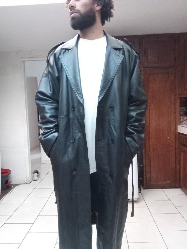 Long Leather Coat,  Brand New 