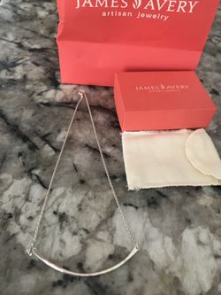 James Avery Hammered Crescent Changeable Charm Holder Necklace 18”