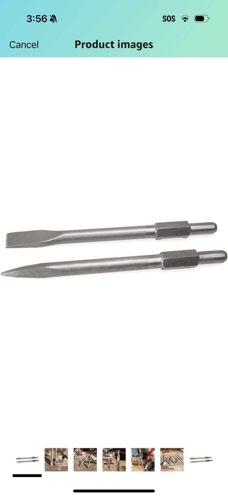 XtremepowerUS 2-Pieces 1-1/8" Hex Point and Flat Concrete Chisels for Electric Demolition Jack Hammer Bit Point Chisel Demolition Concrete Breaker
