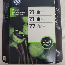 New HP (2) 21 Black  & (1) 22 Tri Color Combo Ink cartridge Printer OEM 3 Pack

Date Oct 2013