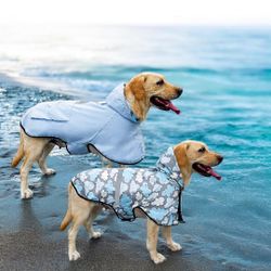 🐾 Dog Raincoat with Hood and Reversible Design - Waterproof, L