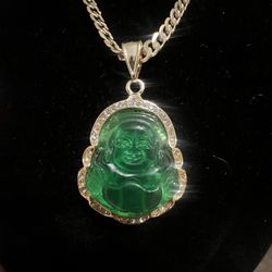 Green Buddha necklace