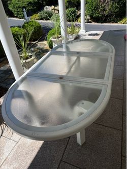 Outdoor Glass Table 7ft long! Good condition
