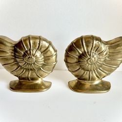 Brass Nautilus Bookend Pair