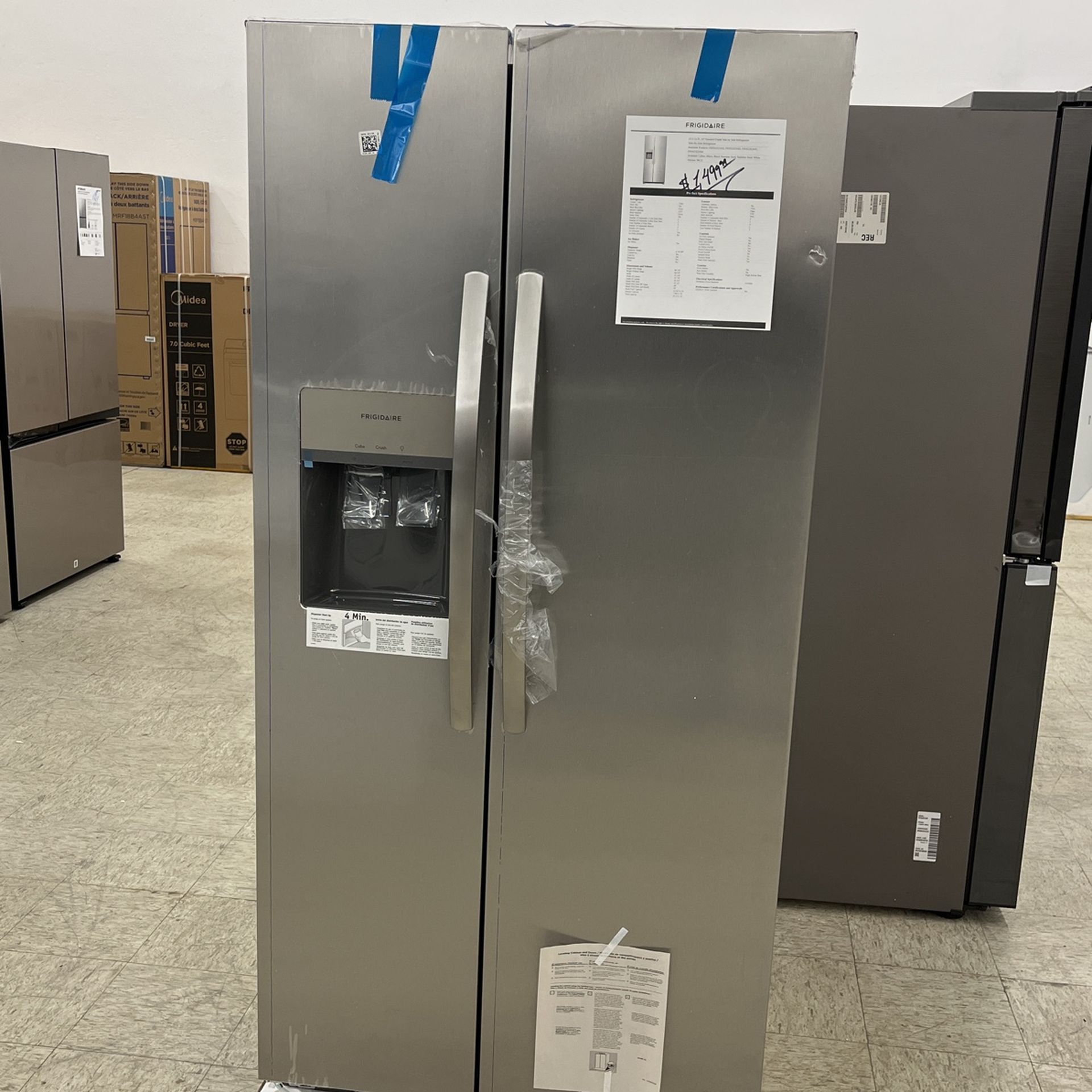 New 33” Frigidaire Side By Side Refrigerator - Financing Available