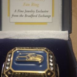 Seattle Seahawks Sterling Silver Fan Ring