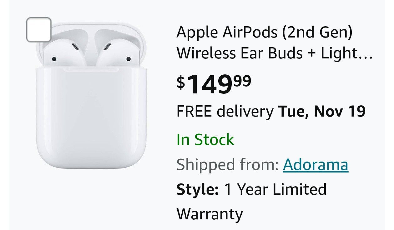 Airpods 2 with Charging Case, Cable