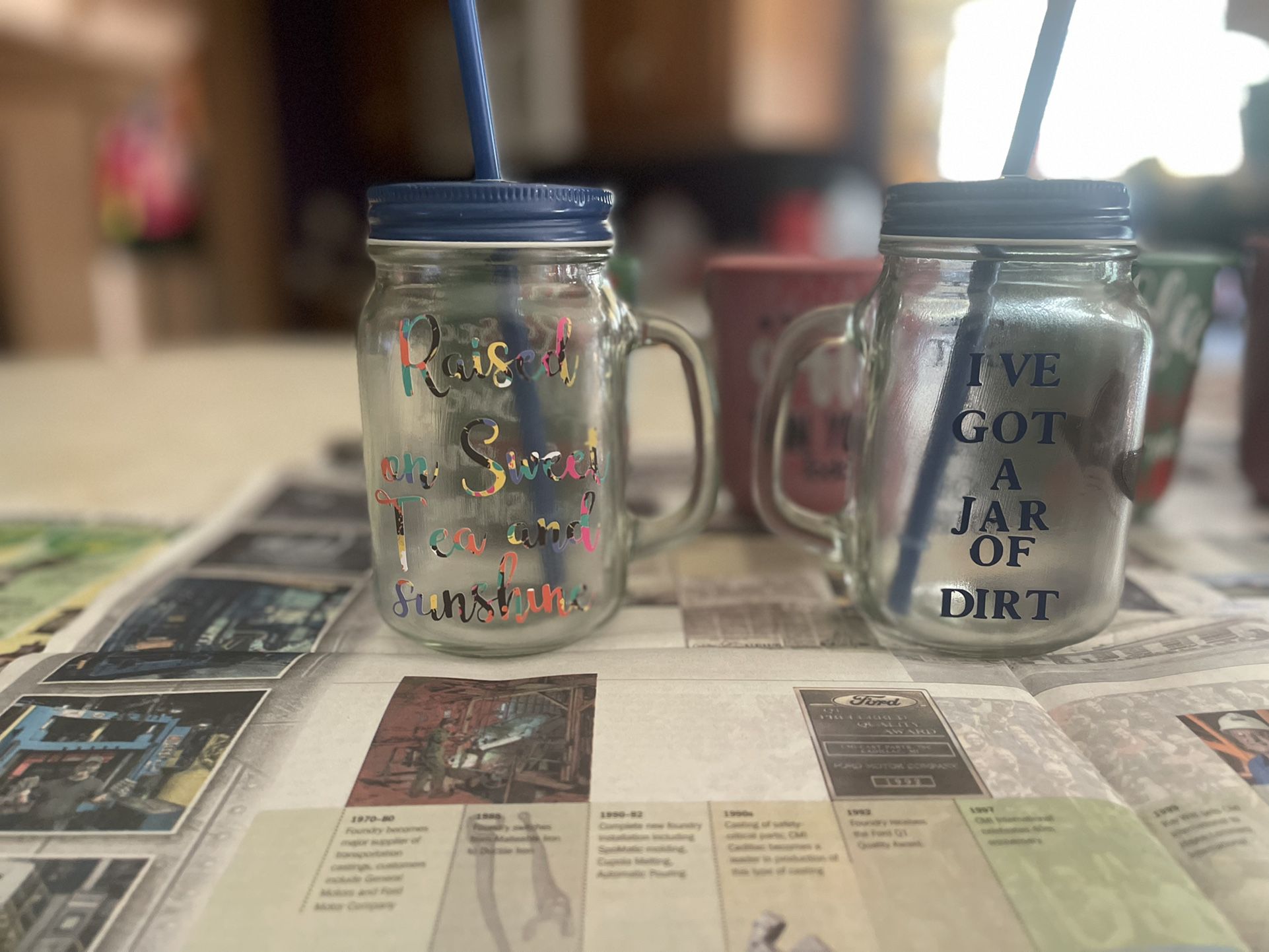 Customized Vynil Plastic Cups And Mason Jar Glasses