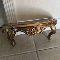 Vintage 15” L Gold Tone Floating Shelf Burwood Hollywood Regency Shelf - Wall Hanging Home Decor 