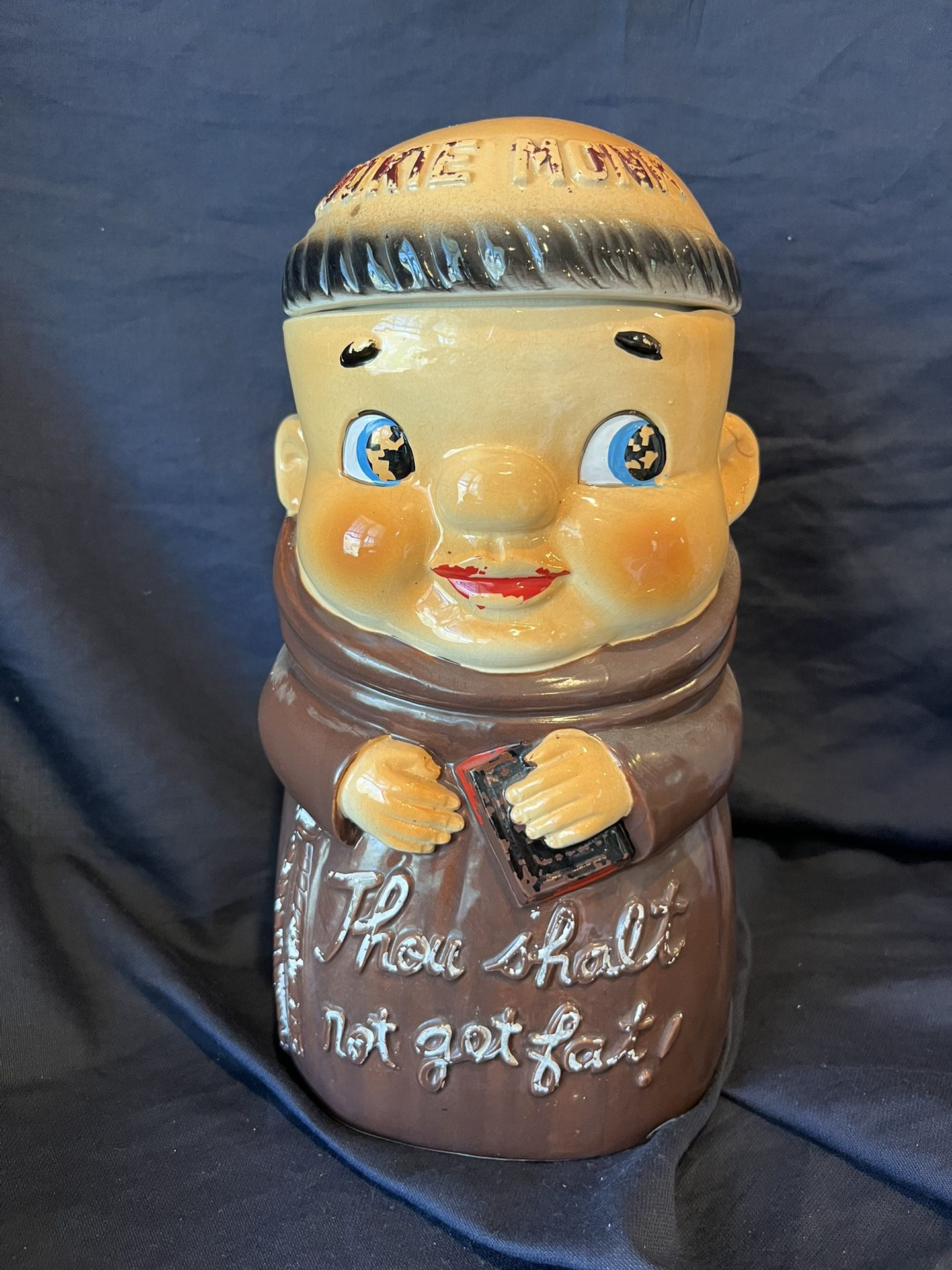 Vintage Cookie Monk Thou shall not get fat Cookie Jar