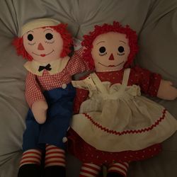 Vintage Raggedy Anne And Andy Dolls