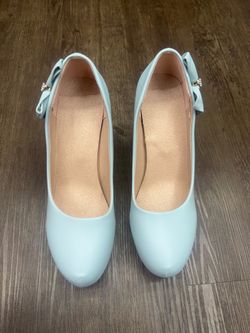 Light Blue Heels with Bow Detail