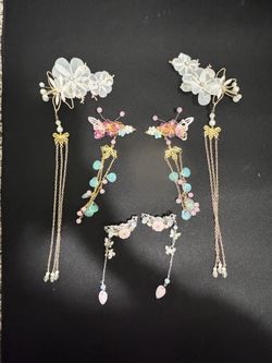 6pcs Tassel Hair Clip, Classic Style Pearl Hair Clip Hair Accessories for Traditional Clothes Festive Wedding Cosplay