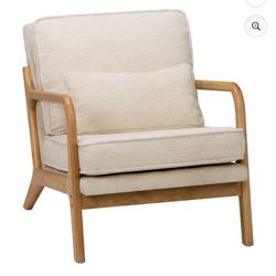 Mid Century Modern Upholstered Accent Chair – Beige (New in Box)