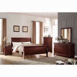 Queen Bed,Dresser, Nightstand & Mirror 