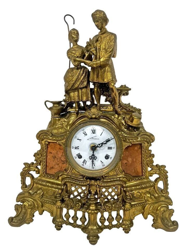 Lancini Italian "Lovers" Figural Mantle Clock

