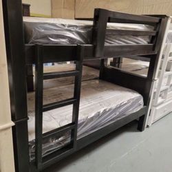 Double twin size bunk bed with mattress included