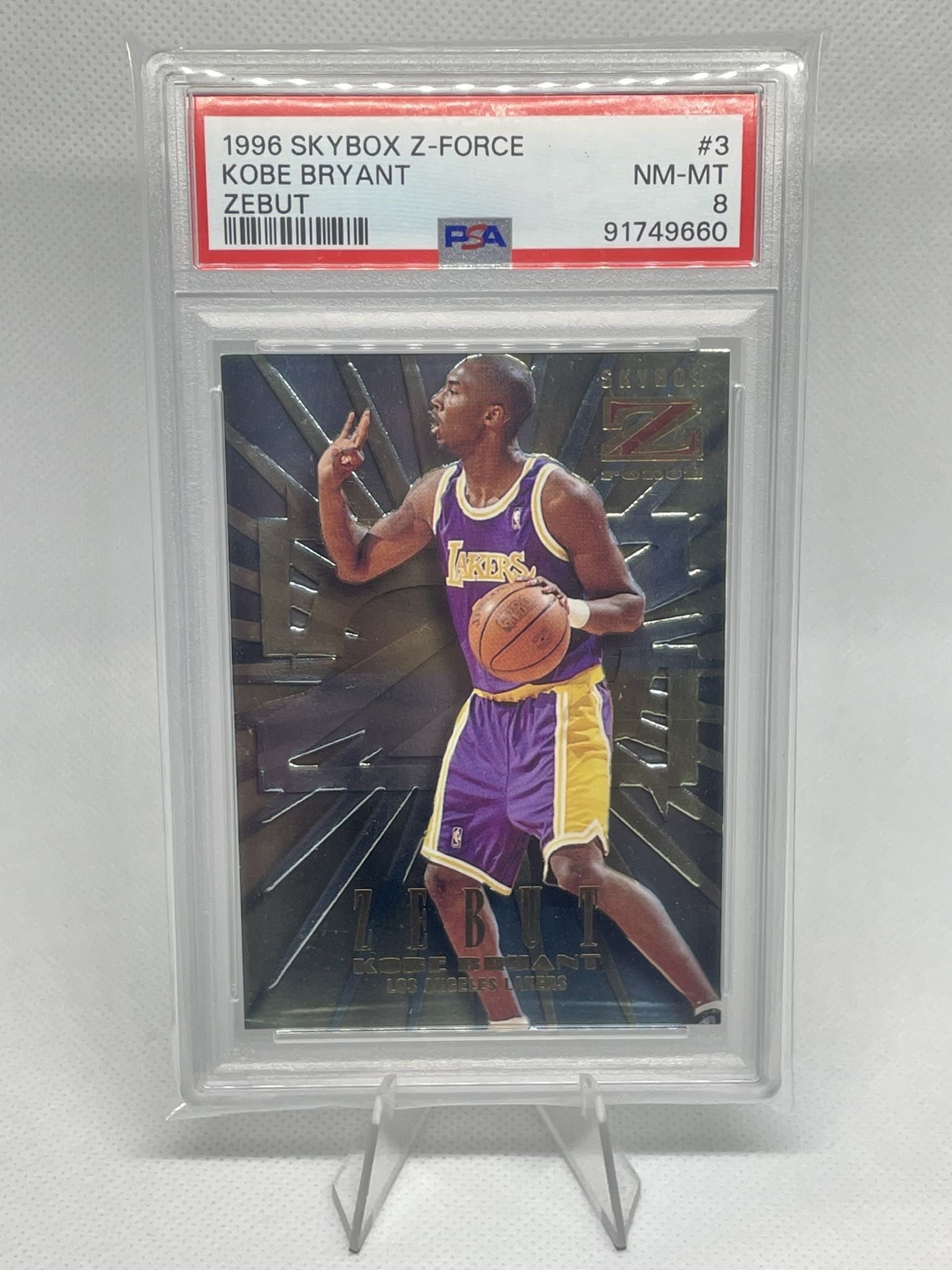 1996 Skybox Z Force Kobe Bryant Zebut RC #3 PSA 8 slab 