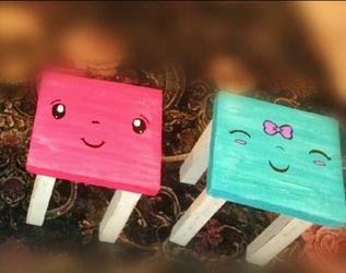 Handmade Children's Painted Wooden Stools