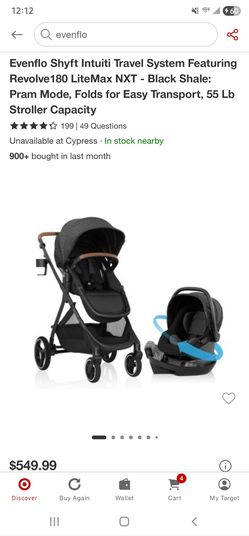 Stroller and Infant Car Seat-Evenflo shyft intuiti travel system featuring revolve 180 litemax NXT