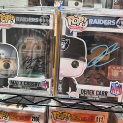 Raider Funko Signed And Certified Maxx Crosby And Derek Carr