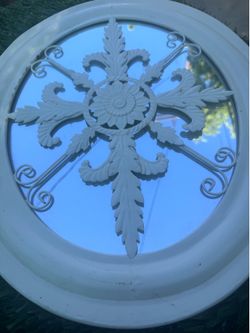 Medallion Style Decorative Mirror Enhances Eye Appeal of Living Space Rooms