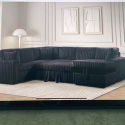 Black Sectional With Pull Out Bed 