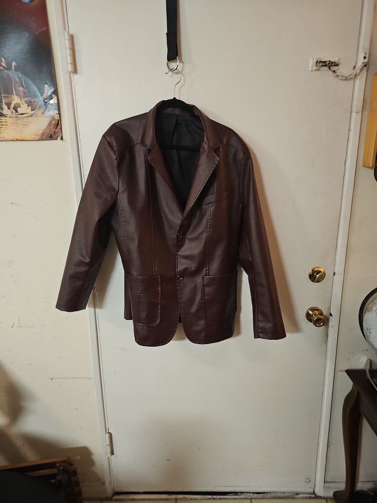 BRAND NEW MEN'S DRESS LEATHER JACKET DARK BROWN SIZE 42R LARGE