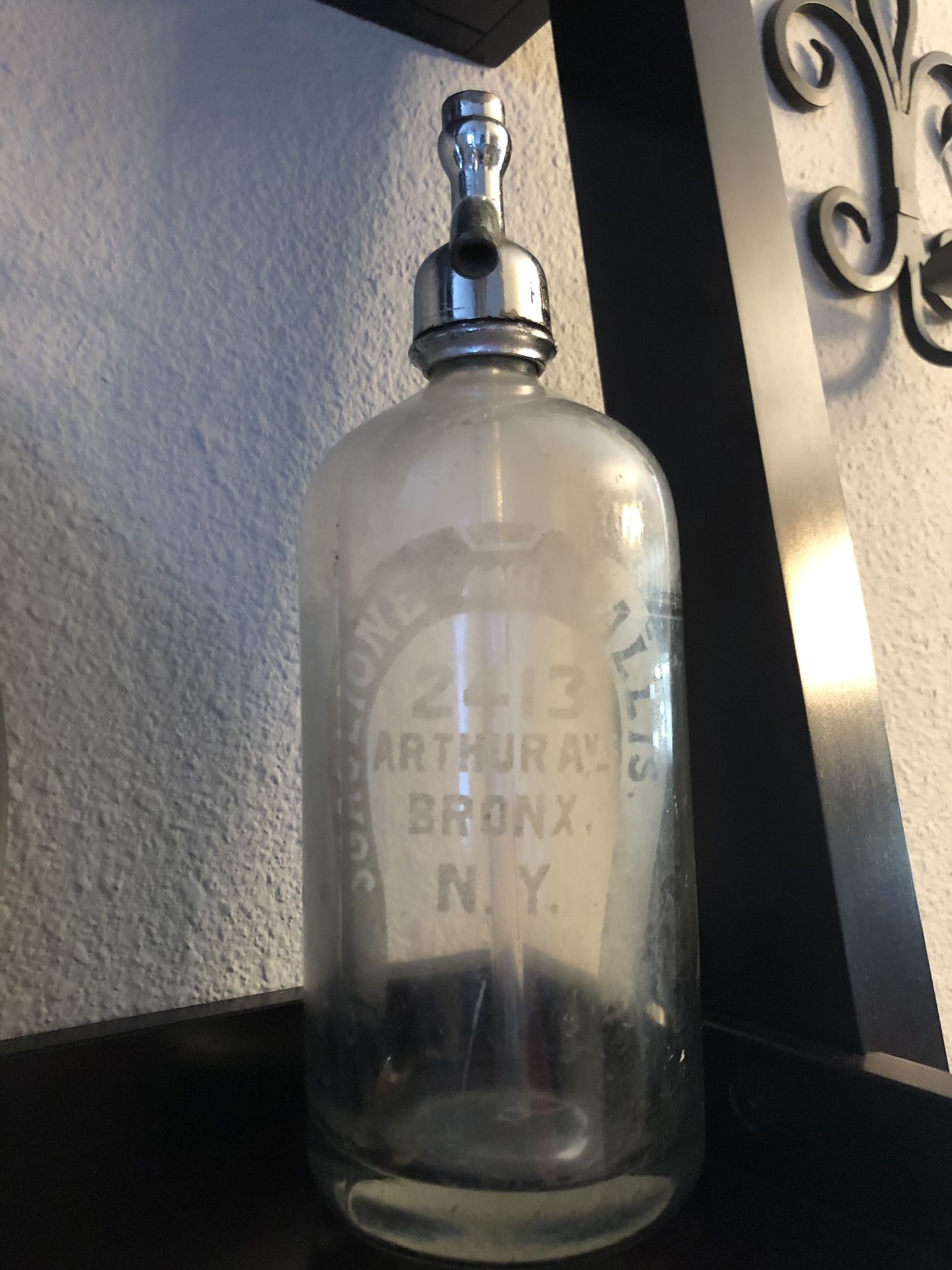 Antique glass seltzer container