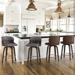 26”H Swivel Barstools, Set Of 4 Counter Height Bar Stools