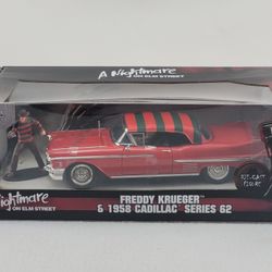 Jada Nightmare on Elm Street Freddy Krueger & 1958 Cadillac Die Cast Car 1:24