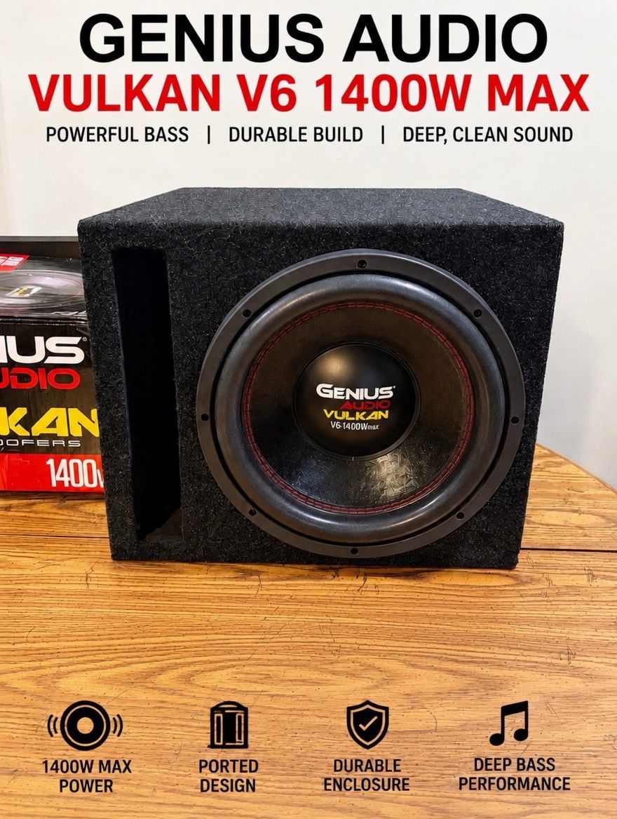 New 12” Genius Audio Subwoofer + Transmission Line Vented Ported Enclosure
