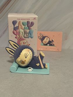 Authentic PopMart Labubu Lazy Yoga — Confirmed Americano