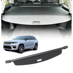 1551: New Jeep Grand Cherokee 2025 Cargo Cover Retractable Rear Trunk Cargo Luggage Security Shade Cover Shield Compatible for Jeep Grand Cherokee 