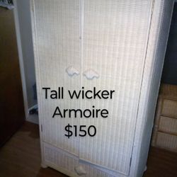 Tall Wicker Armoire 