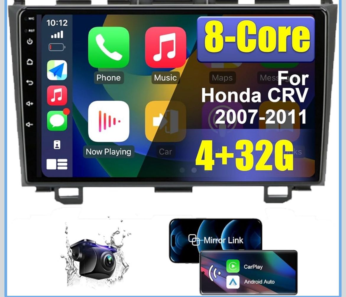 9” Double-din Radio for Honda CRV 2007 - 2011 Wireless CarPlay/Android Auto 4+32G