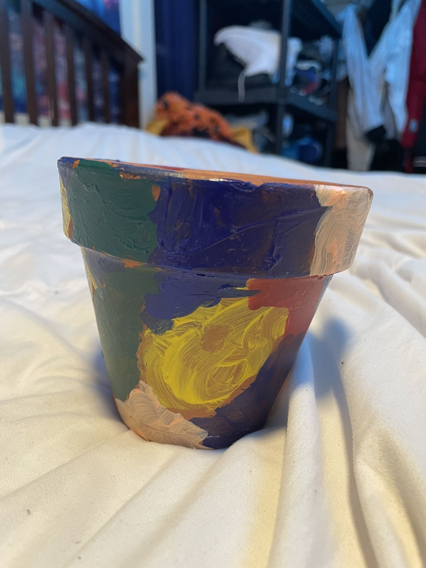 Multicolored Painted Flower Pot