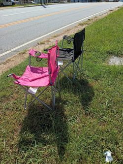 Folding Camp Chairs with Cup Holders – Set of 2