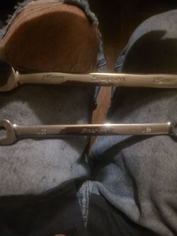 15mm snap-on standard wrench and a 1/2mm wrench  snap-on