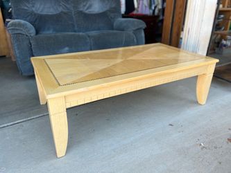 Light Wood Coffee Table with Inlay Top